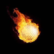burning golf ball